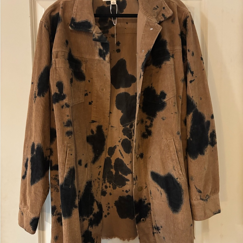 Tan and Black Corduroy Trench Coat